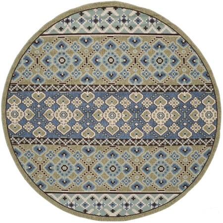 Safavieh 3 x 3 ft. Veranda Round Area Rug; Green & Blue VER093-0642-3R